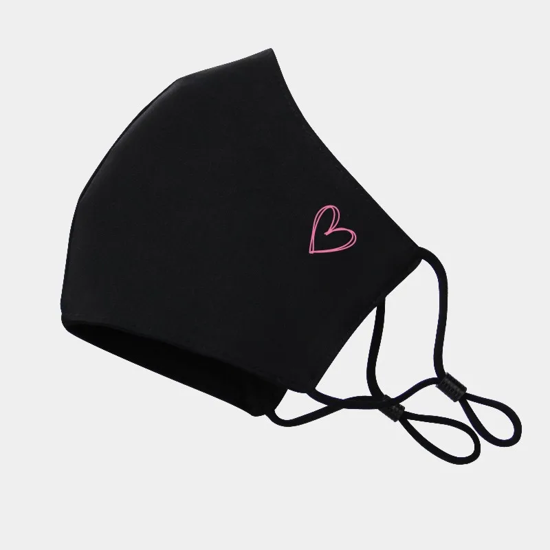 1pc Printed Mask Pure Cotton Black Mask Men's And Women's Dust And Sun Protection Autumn Winter Warm Cold Resistant