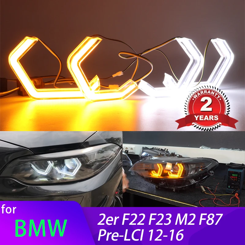 M4 Style Switchback Indicatore Di Direzione Halo Rings Drl Led Angel Eyes Kit Per Bmw Serie 2 F22 F23 F87 M2 Pre Facelift 2012-2016