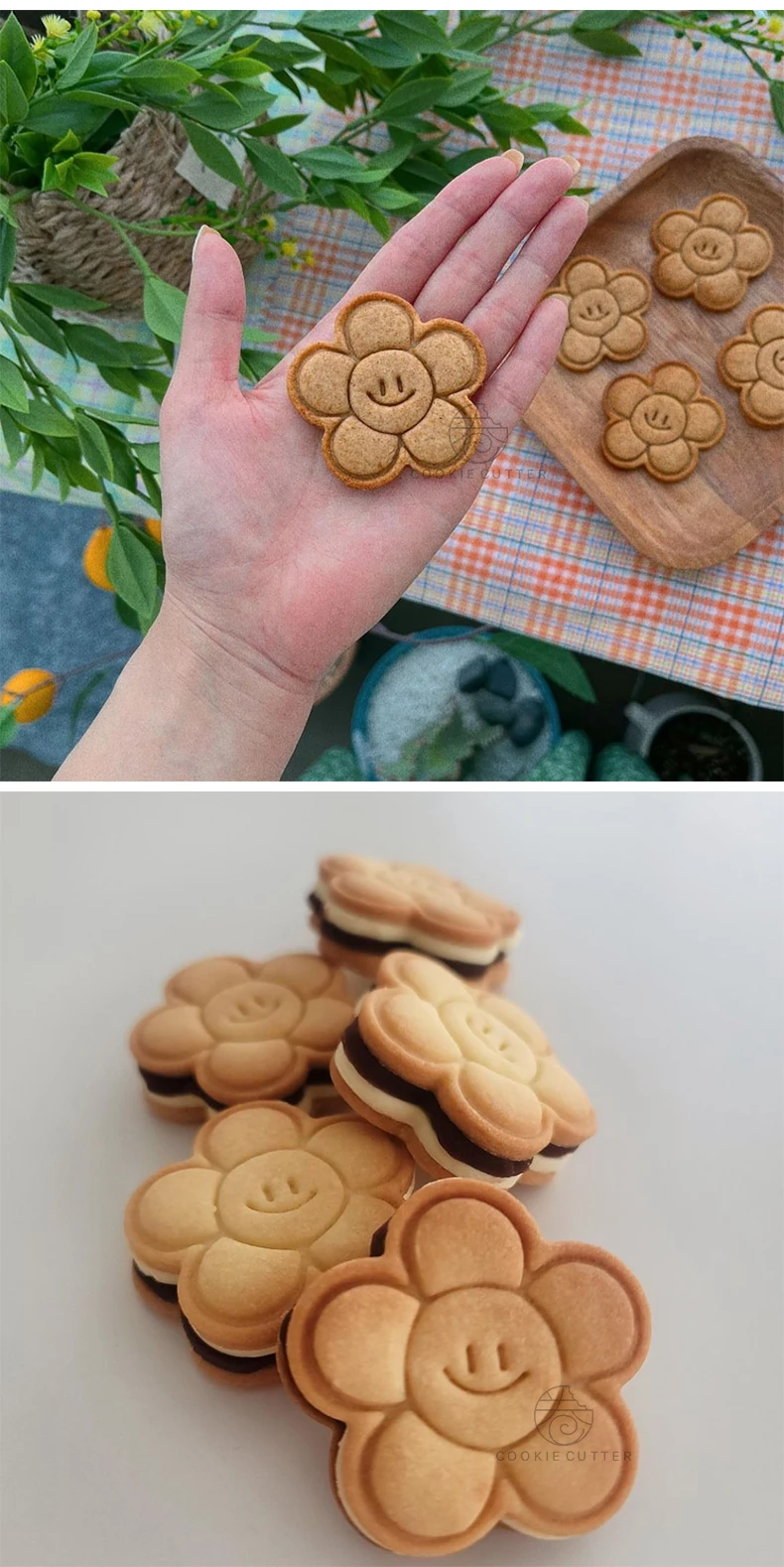 Description Picture 6 of itemLovely Flower Cookie Cutter Baby Shower Embossed Dessert Fondant Sugarcraft Baking Mould Plastic Biscuits Pastry Press Stamp