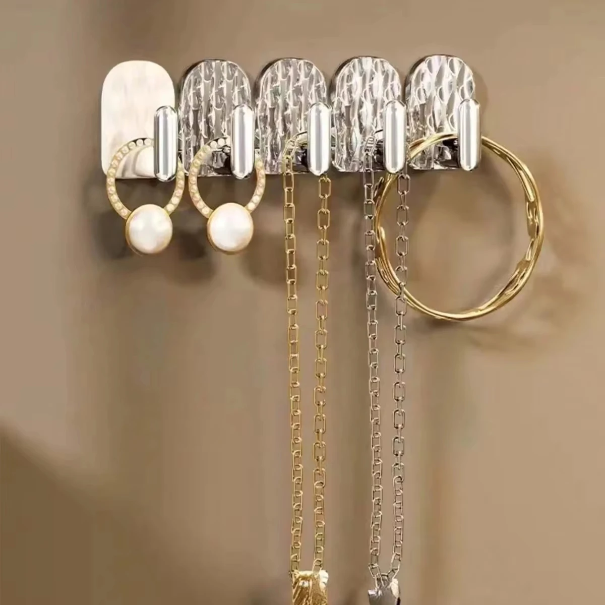 5PCS Multi row mini hook necklace storage rack jewelry display rack hanging necklace rack hanging necklace wall hanging 4