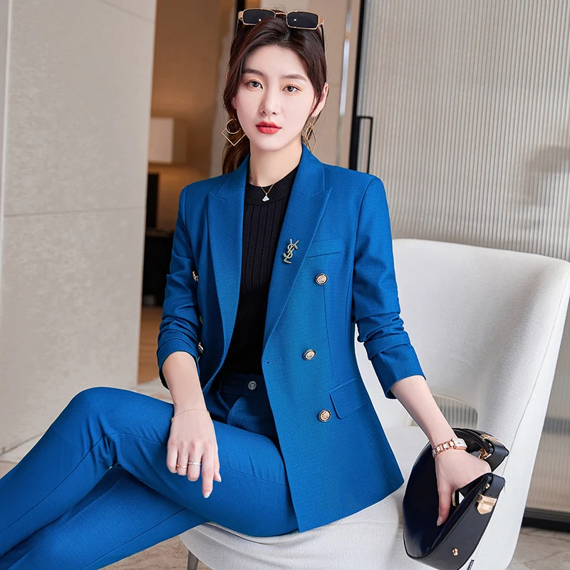 High Quality Fabric Formal Professional Women Business Work Wear Suits OL Styles Career Interview Blazers Trousers Set Pantsuits