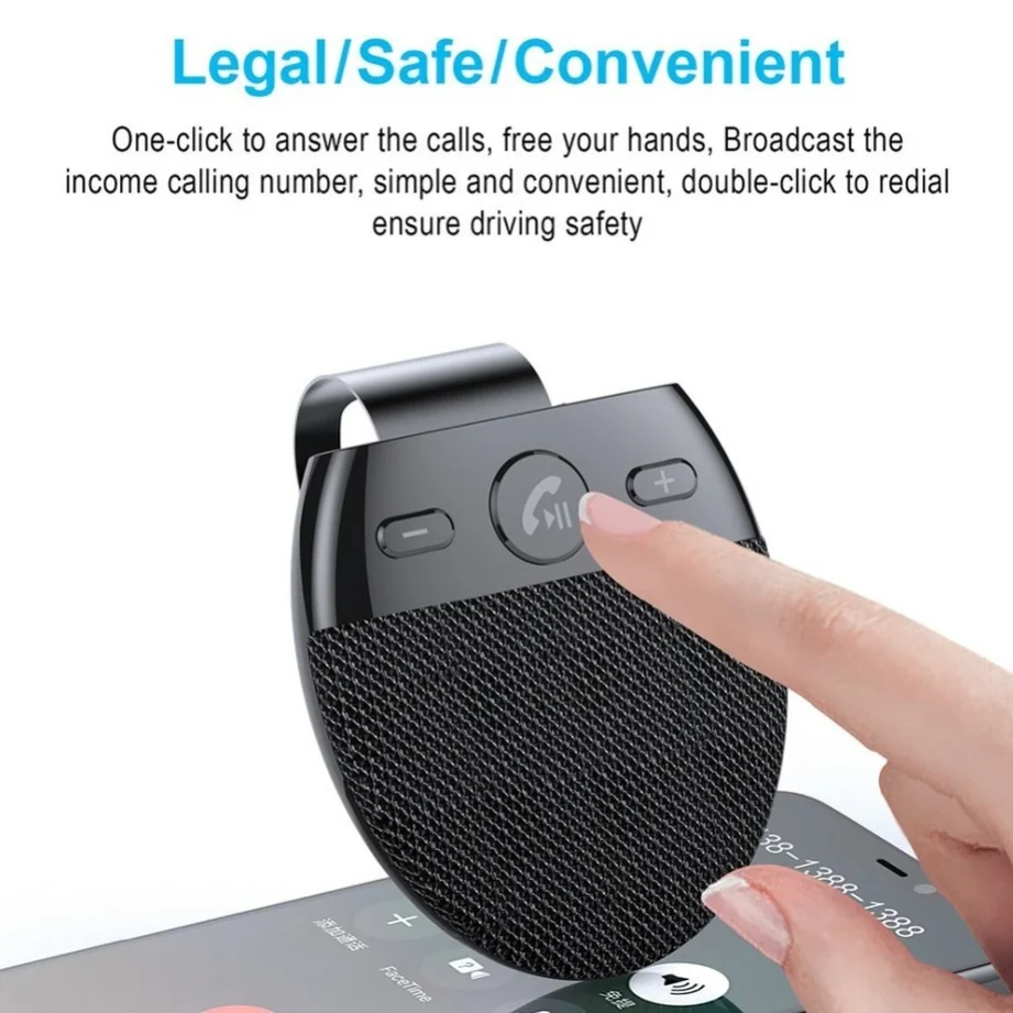 sem Fio Bluetooth Carro Alto-falante Hands Kit Mãos Livres Azul-dente Multiponto Alto-falante Telefone Sol Viseira Dente Azul Acessórios do Carro - Imagem 5