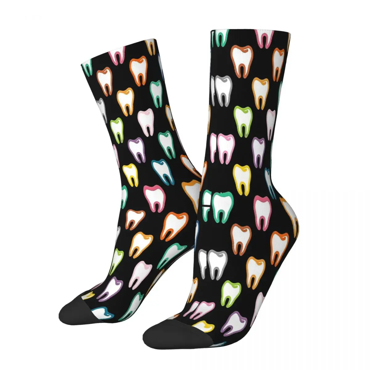 Rainbow Dental Valentines Teeth Pattern Colorful Neon Tooth Dental Assistant Dental Squad Students Socks Mens Women Stockings spooky tooth