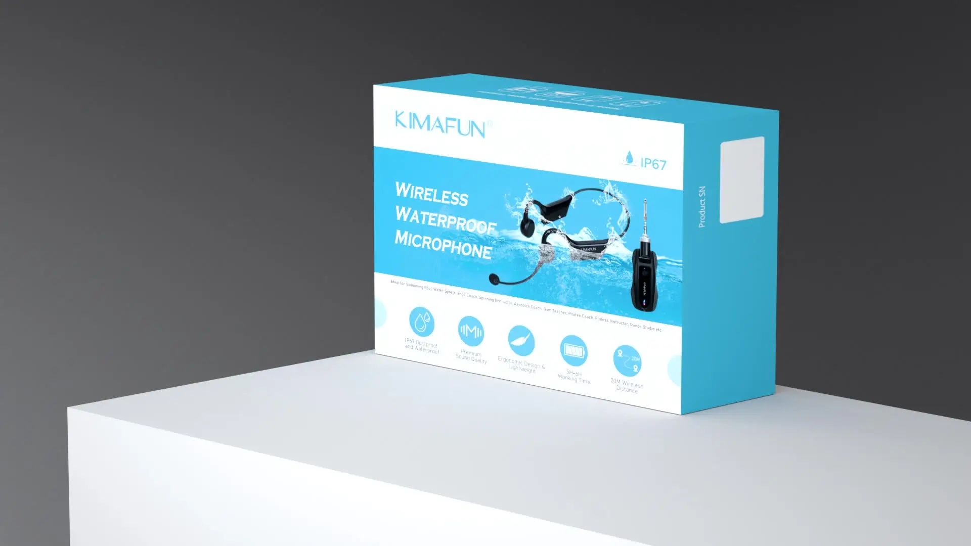 KIMAFUN デュアルワイヤレスヘッドセットマイク 2 人用、作業 6 時間