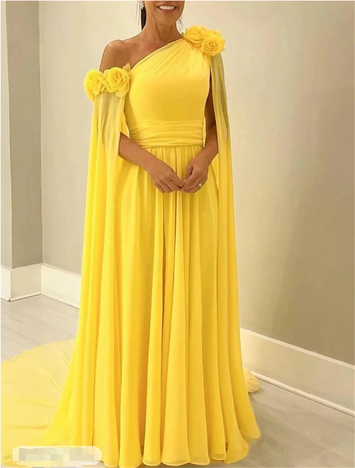 

Yellow Ball Gown Vintage Dress Prom Formal Evening One Shoulder Sleeveless Floor Length Taffeta with Pick Up Skirt Ruched Hot