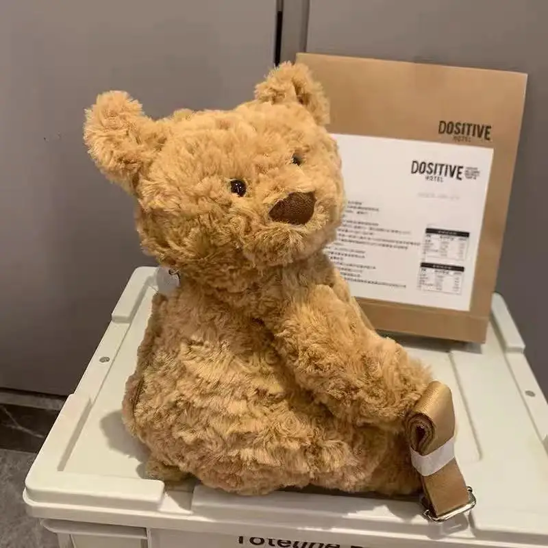 Borsa da donna a forma di orsacchiotto di cartone animato carino giapponese di moda di lusso leggero Zaini per bambole di peluche in rotolo autunno e inverno alla moda - immagine 2