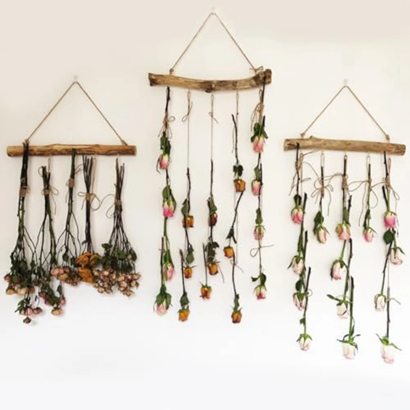2Pcs Natural Driftwood Decorative Branches Farmhouse Home Wall Hanging Decor Hanging Jewelry Organizers With 5 Hooks Easy To Use 4