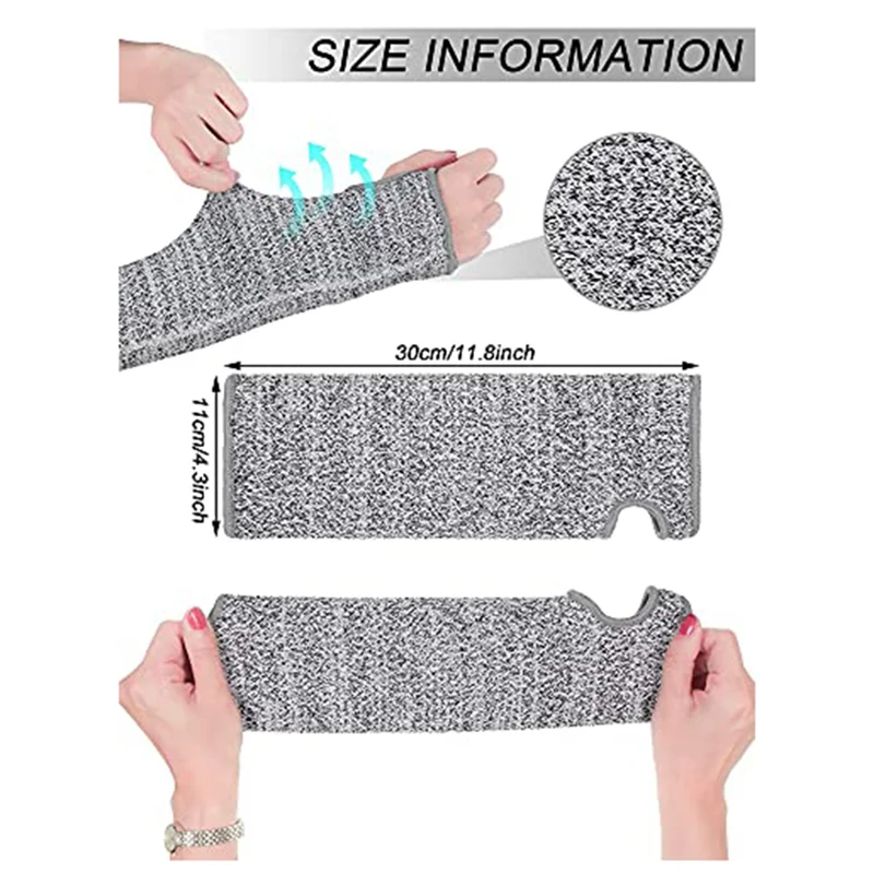 2 Pairs Cut Resistant Sleeves Protective Arm Sleeves Safety Arms Protection With Thumb Hole,Garden Kitchen