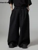 Mauroicardi Spring Autumn Oversized Long Black Flowy Baggy Wide Leg Pants for Mens Streetwear Loose Casual Soft Trousers 2024 2