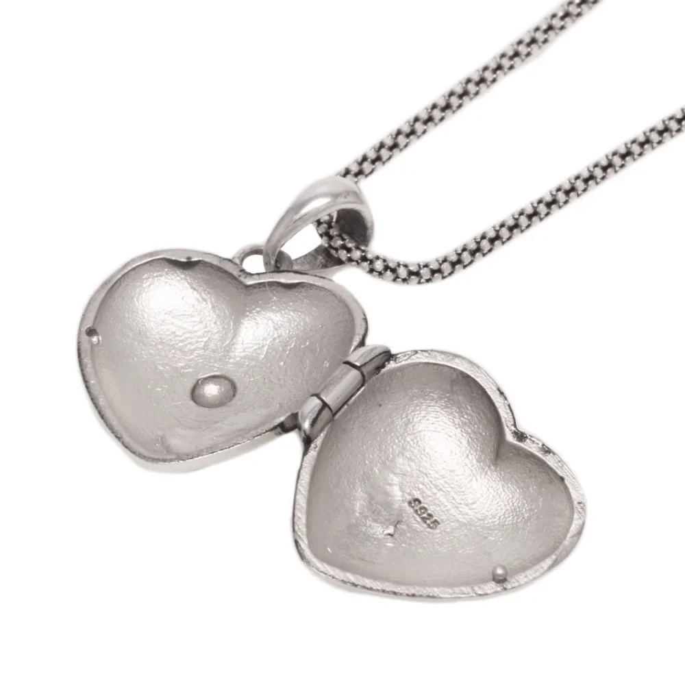 Sunflower Heart Shaped Locket Necklace That Holds Pictures Photo Keep Someone Near to You 925 Sterling Silver Jewelry