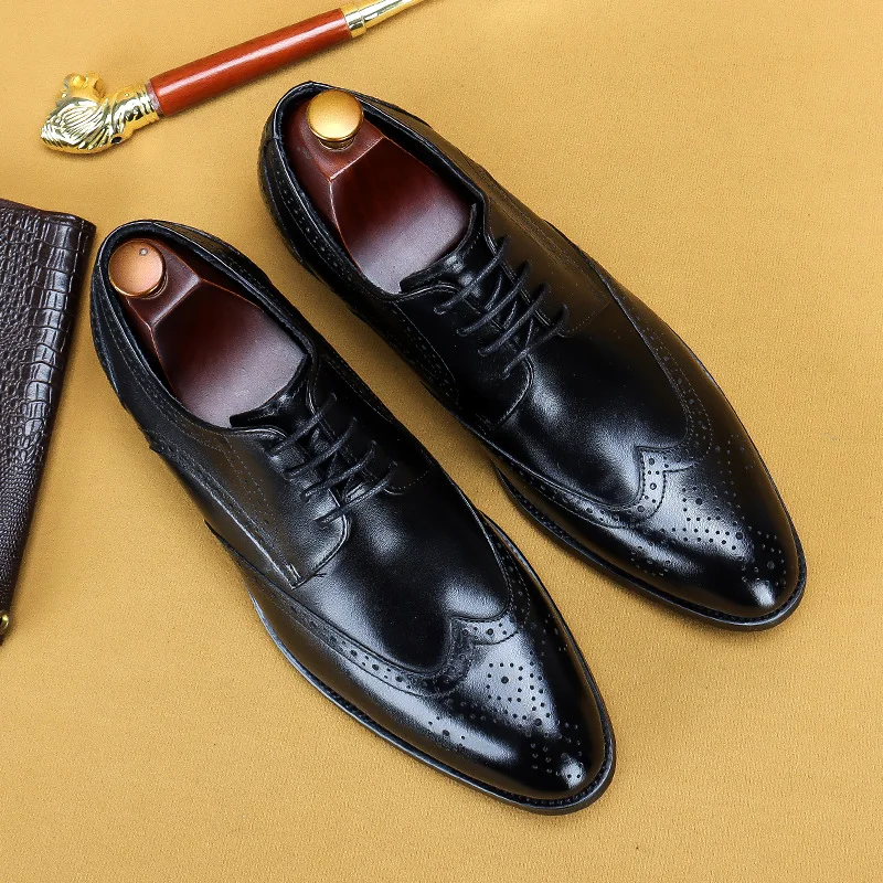 New Men Dress Handmade Shoes Genuine Leather Male Oxford Italian