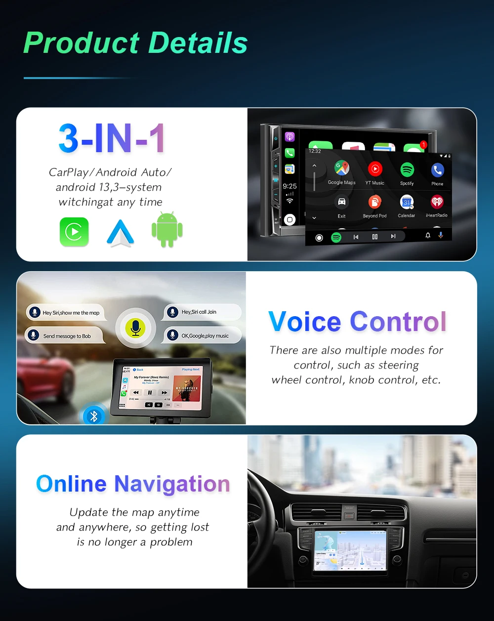 2 in1 Wired to Wireless CarPlay Adapter For Wired Cars Compatible CarPlay & Android AUTO Phone Plug & Plug Auto Connect Converts