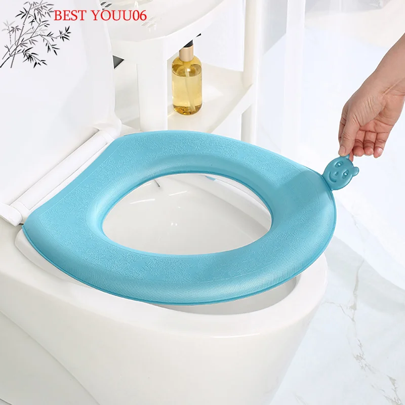 뜨거운 1Pc EVA 방수 변기 시트 커버 두꺼운 사계절 범용 변기 시트 쿠션 페이스트 타입 변기 쿠션 액세서리