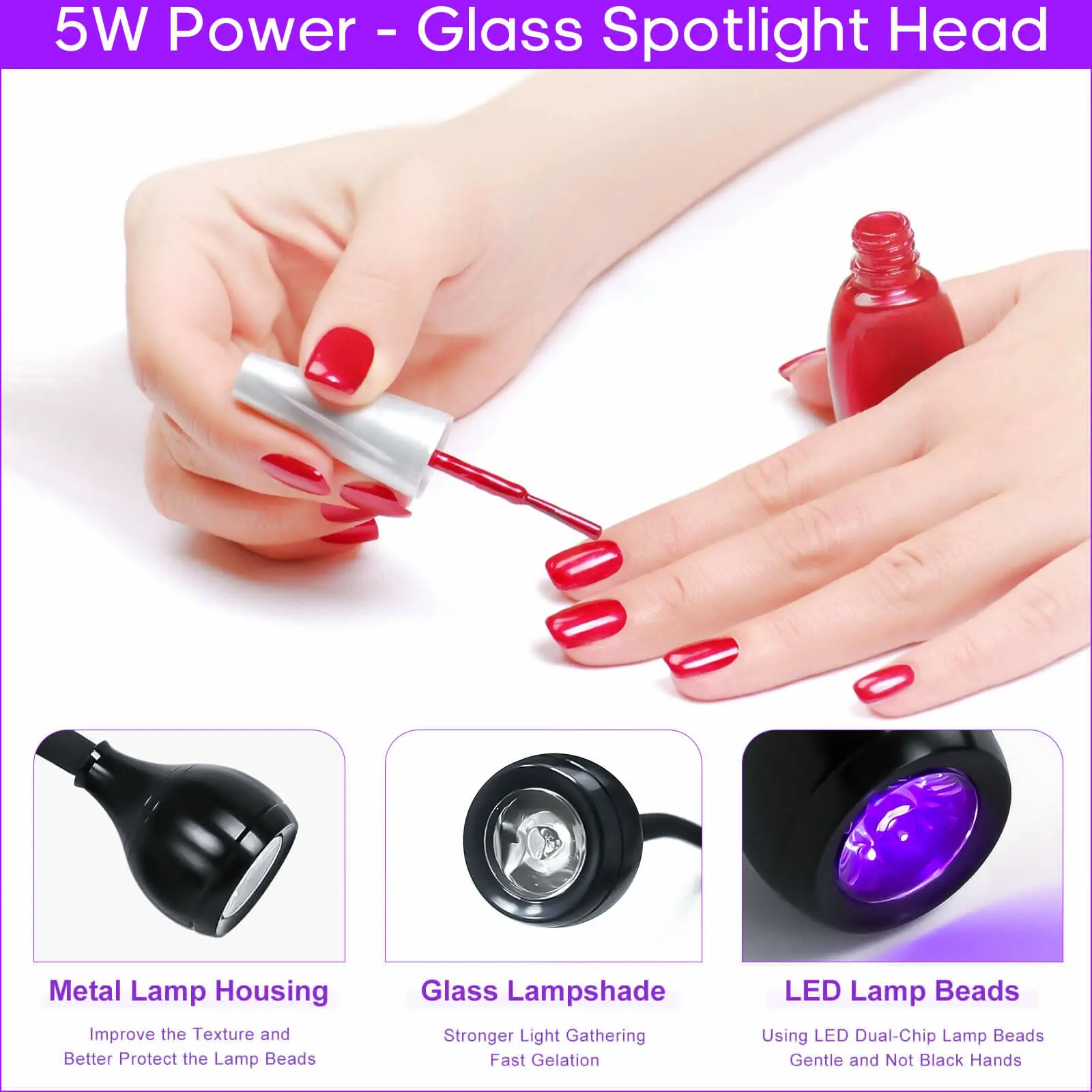 Led Nail Lights Dryer Ultraviolet  UV Lamp Mini Flexible Clip-On Desk USB Gel Curing Manicure Pedicure Tools 4