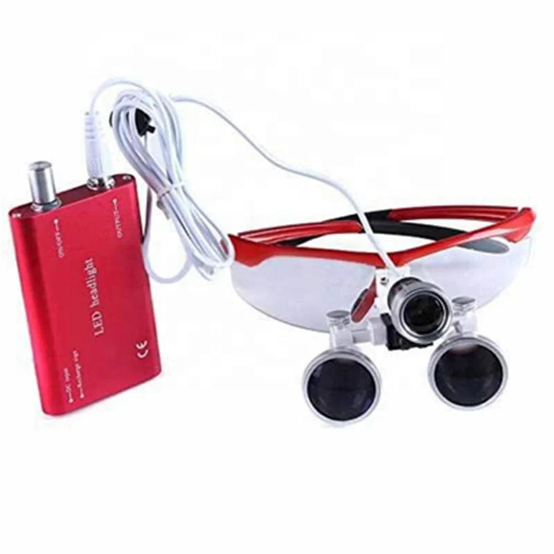 2,5x/3,5x Dentallupen mit LED-Licht, Helligkeit einstellbarer LED-Scheinwerfer