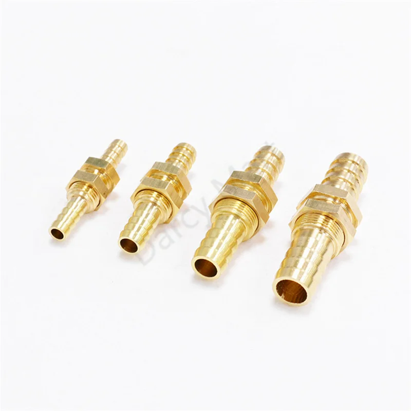 

6/8/10/12/14/16/19mm ID Pipe Hose Barb Bulkhead Brass Barbed Tube Pipe Fitting Adapter Coupler Connector For Fuel Gas Water Copp