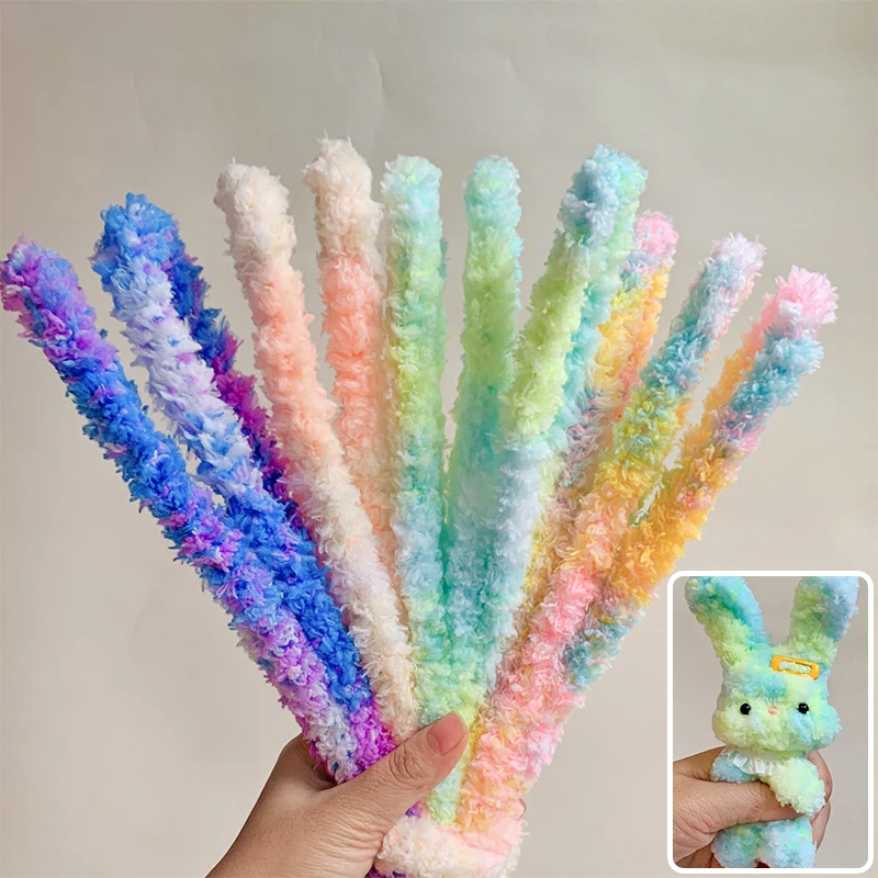 New Plush Rabbit Hair Iron Wire Thread Twist Rope Ribbon Bar Strip Stick String Multicolor Felt Fabric DIY Sewing Accessory 20mm