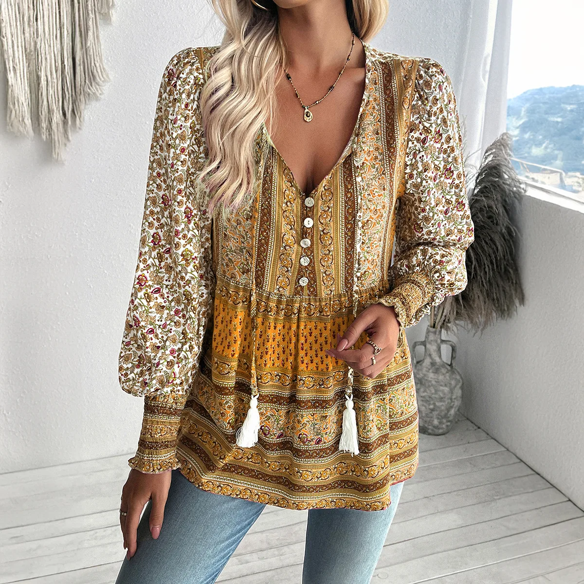 トップス ohotoro Bohemian Blouse sabrina sheer blouse | OHOTORO