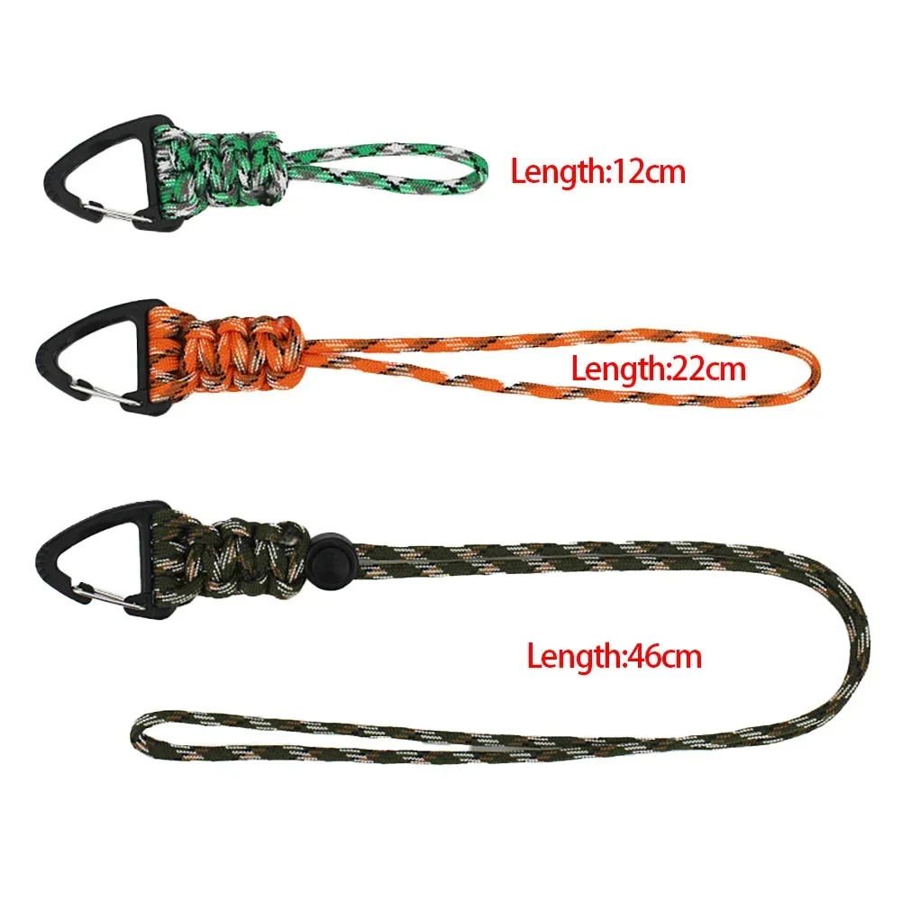 Braided Nylon Paracord Keychain with Metal Triangle Buckle and Carabiner