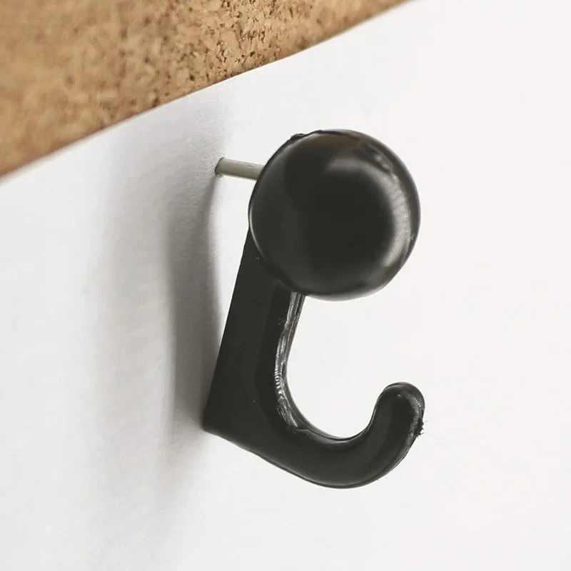 대량 30개 투명 검정 플라스틱 푸시핀(후크 포함), 장 재사용 가능 핀, 게시판, 사무실 코르크보드용