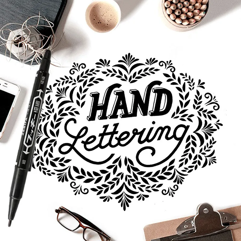 10 Pcs Waterproof Drawing Liner Set Dual Tip Lettering Markers Black Art Marker for Sketching Drawing School Supplies