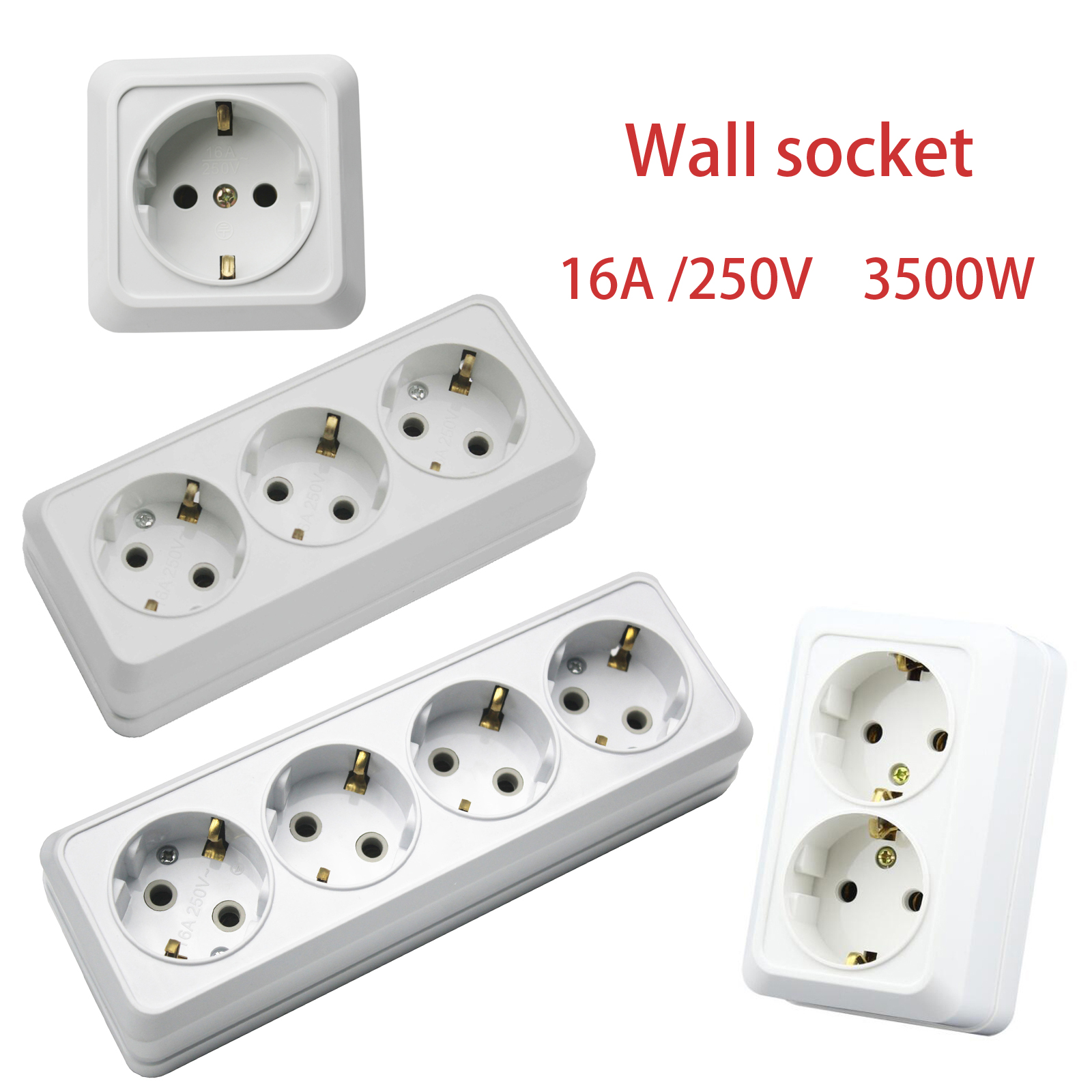 HOT!Wall Crystal Glass Panel Power Socket Plug Grounded 16A EU Standard Electrical Outlet Multi Way Wall Power Socket Strip