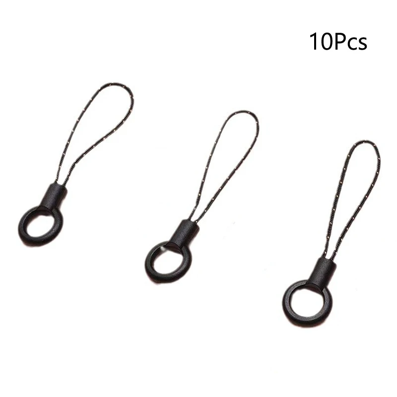 10-Piece Black Nylon Rope with Buckle for Phone Cases and Jewelry
