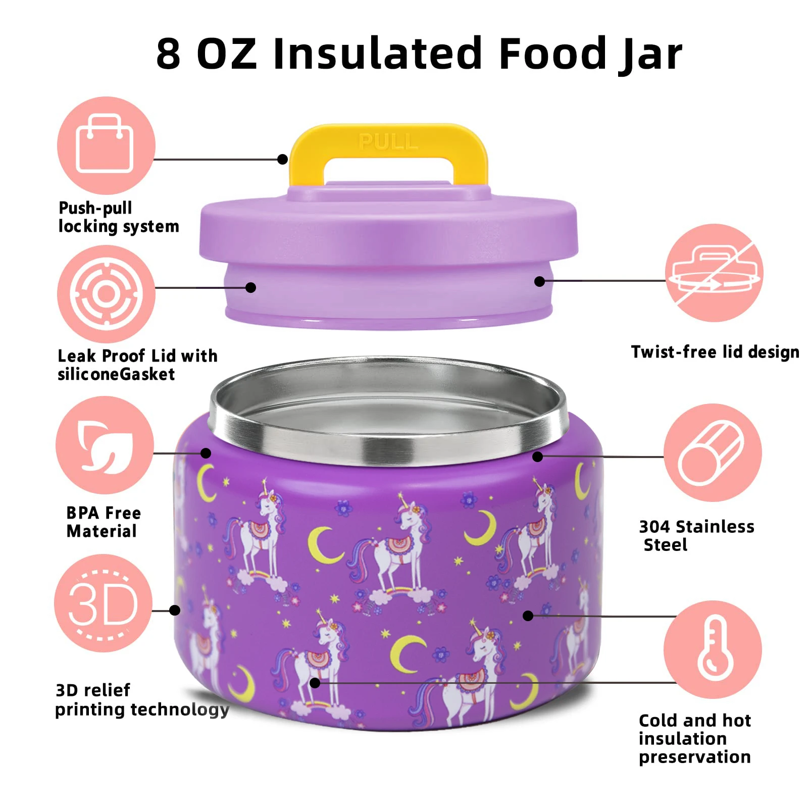 صندوق غداء بينتو للأطفال مزود بوعاء طعام معزول سعة...