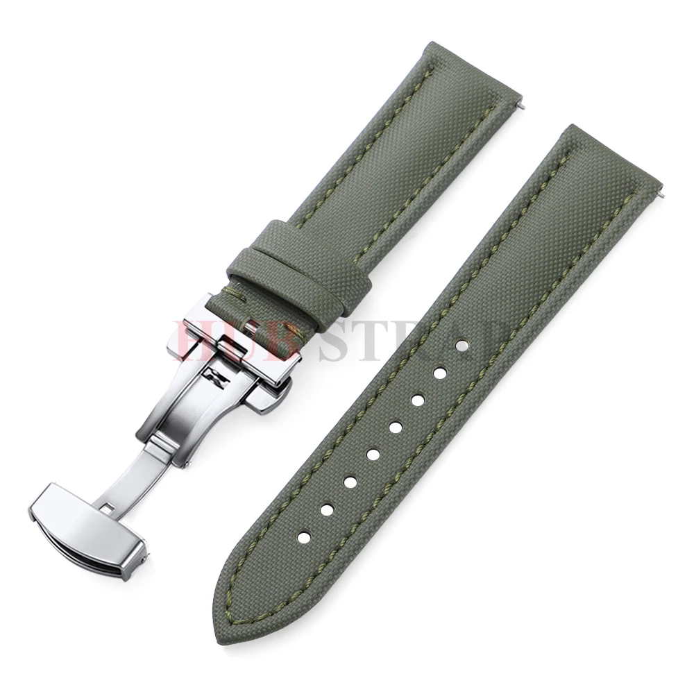 18/19/20/21/22mm für Omega für Seiko Business Segeltuch-Uhrenarmband mit Schmetterlingsschnalle, wasserdicht, für Herren und Damen, Schnellverschluss-Uhrenarmband – Detail 20
