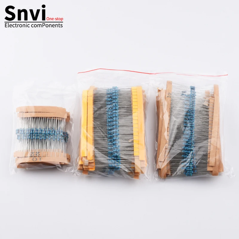 300pcs 600pcs 2600pcs 1% Resistor Set Resistance 1/4W Metal Film Resistors Kit 10Ohm-1M Ohm 30Values Electronic Components Kit