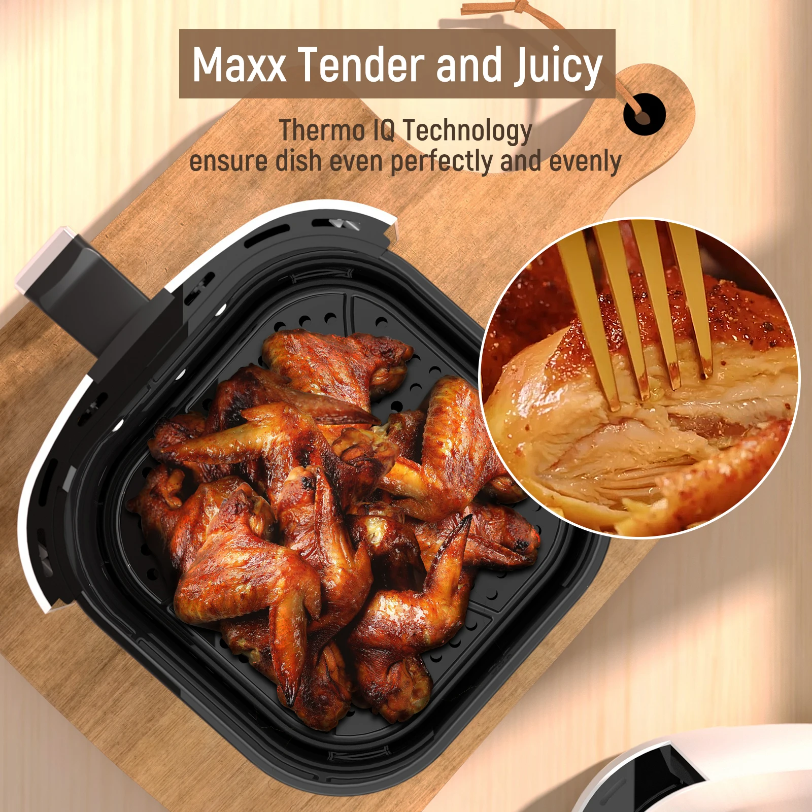 Air Fryer, Fabuletta 4.2QT Air Fryer Oven With 9 Customizable Cooking Programs,Tempered Glass Display, Dishwasher-Safe Nonstick 3