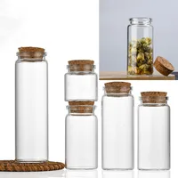 1X 25/30/35/50/55/70/80/90/125/150/180ml Glass Bottle With Cork Candy Spice Glass Jars Art Craft Wedding Favors 11 Sizes U-pick 1