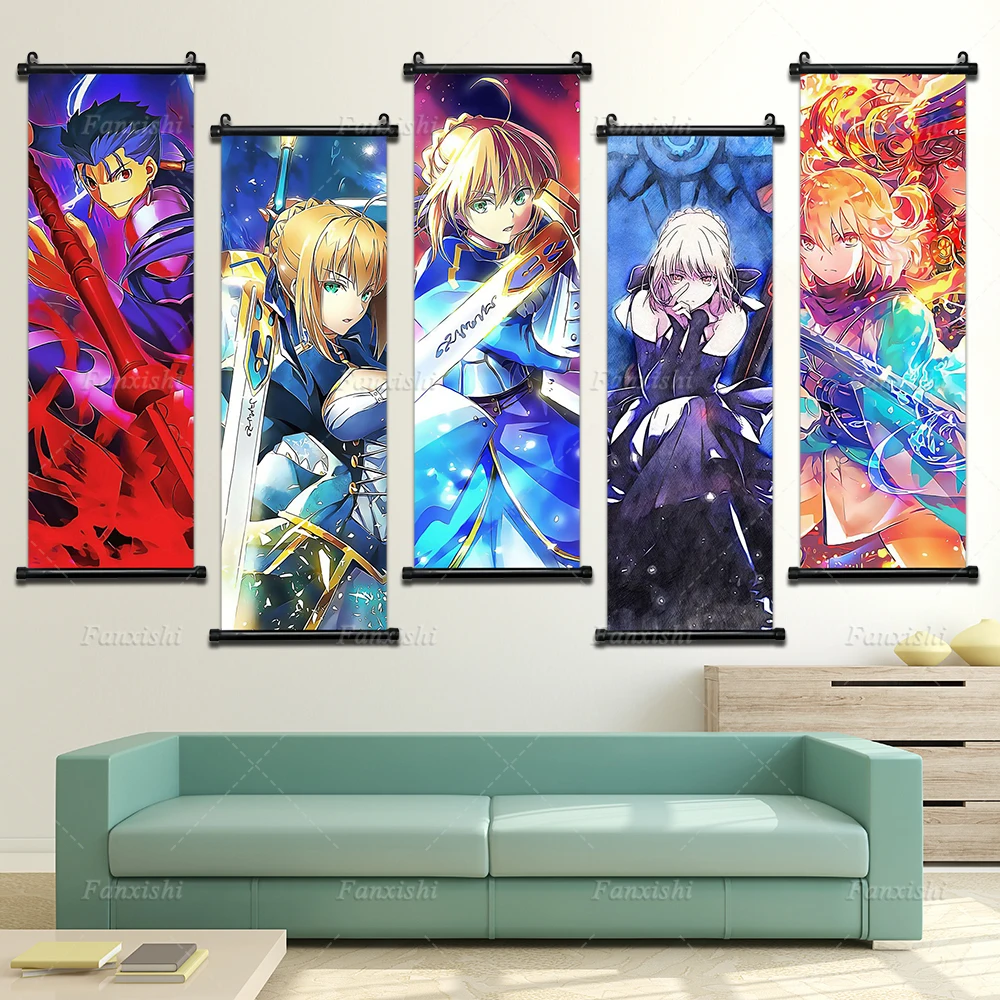 

Scroll Hanging Painting Modern Japanese Fate Stay Night Anime Poster Hd Wall Art Print Canvas Picture for Living Room Home Decor