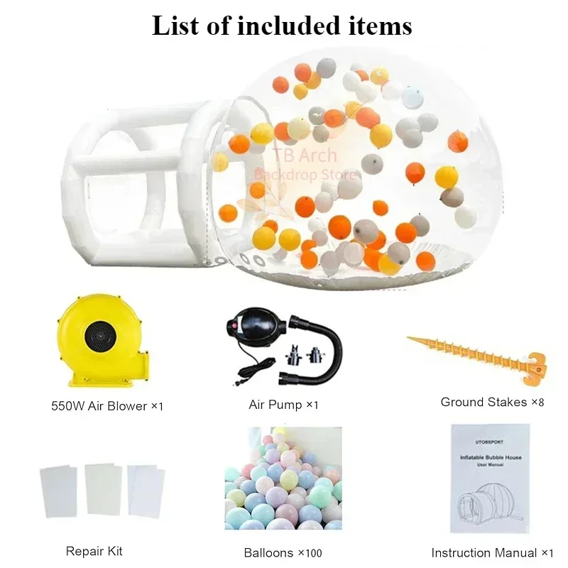 Description Picture 4 of itemInflatable Bubble House,Commercial Grade PVC Clear Bubble House with Air Pump and Blower,Bubble Tent for Family & Birthday Party