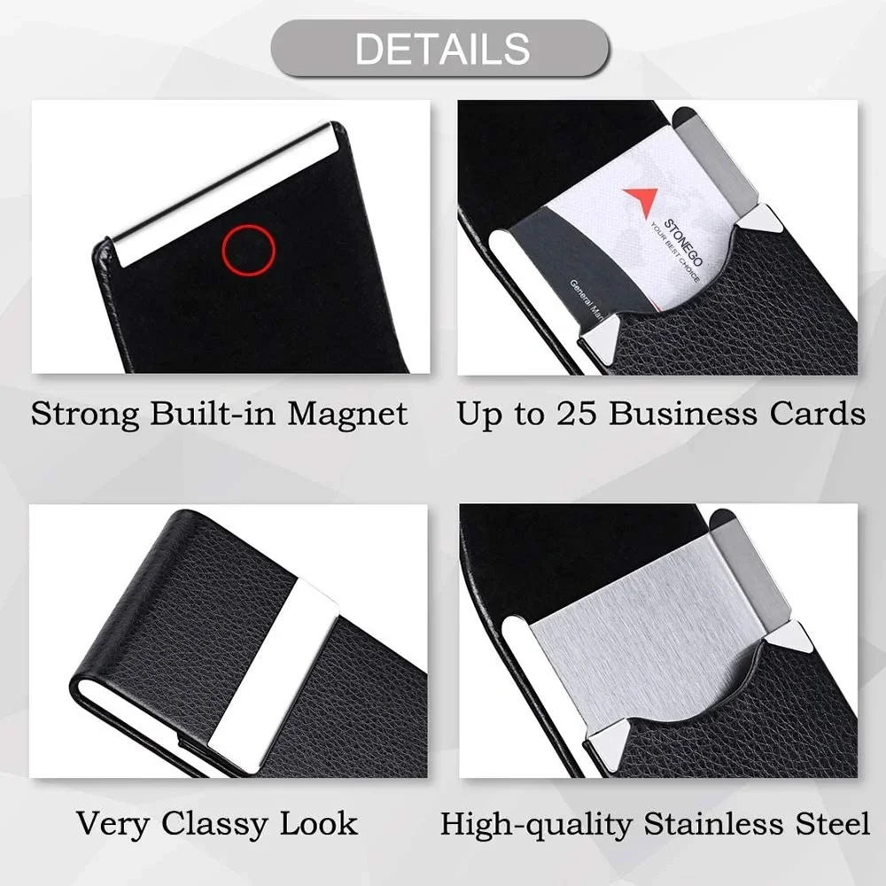 Card Holder Business Card Holder Credit Card Holder Wallet Card Holder Card Wallet Document Card Wallet Men Business Card Holder Case Slim PU Leather Metal Pocket Card Holder Magnetic Shut