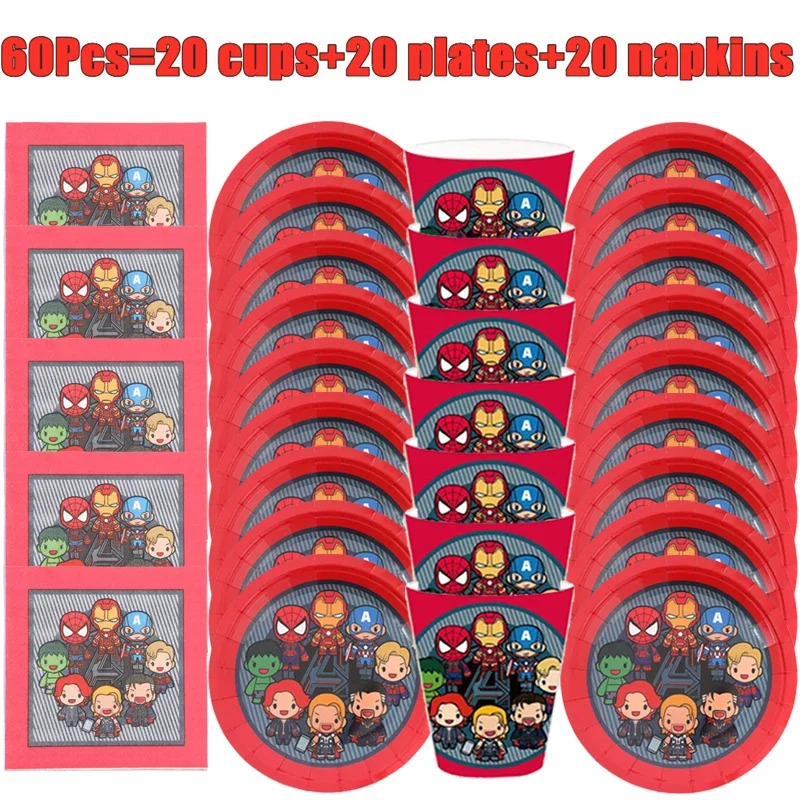 

Hot Avenger Themed Tableware Set Paper Plates Cups Napkins Superhero Party Decorations Baby Shower Boys Birthday Party Supplies