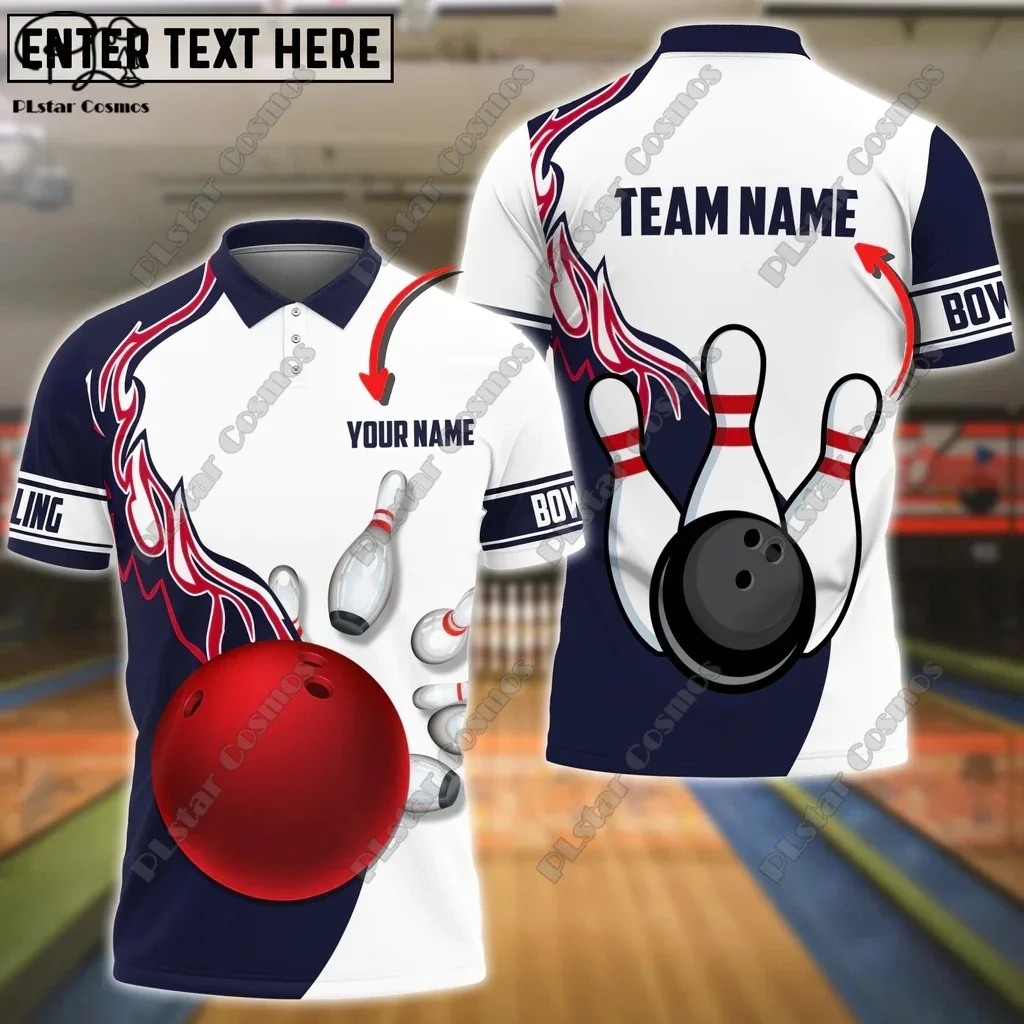 

Bowling Flame Smoke Custom Name 3D POLO Shirt Summer T-Shirt Unisex Gift Indoor Sports Collection 5