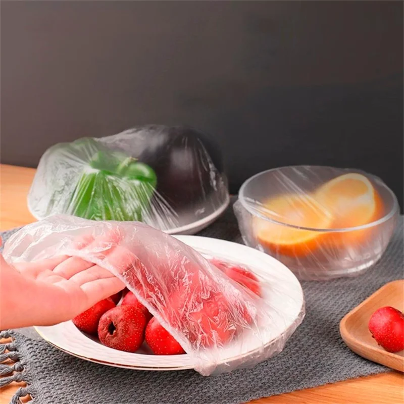 100Pcs/lot Disposable Bowl Cover Wrap Cover Fresh Food Storage Saran Wrap  Elastic Food Dust Covers for Kitchen Refrigerator 