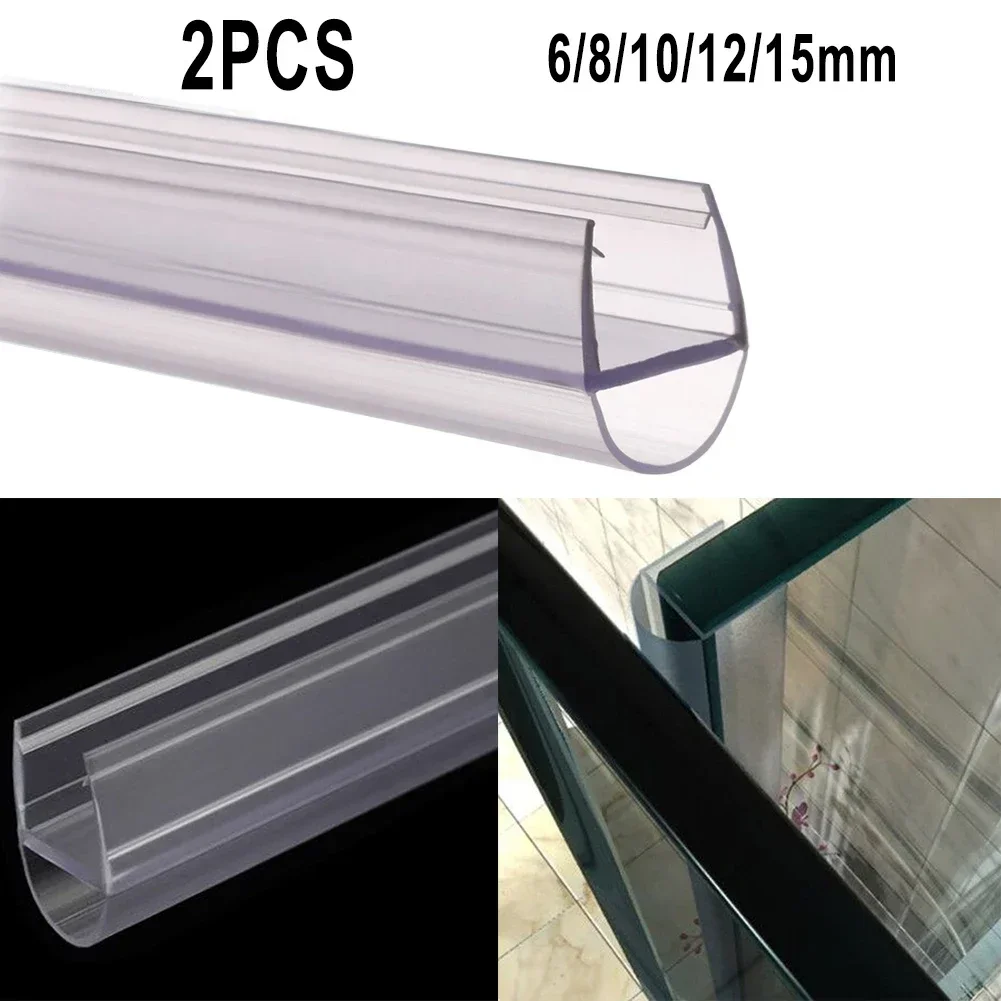 Shower Door Seal 2pc 50cm Replacement 6/8/10/12/15mm Water Deflector Door Protective Strip Bathroom Hardware shower door seal