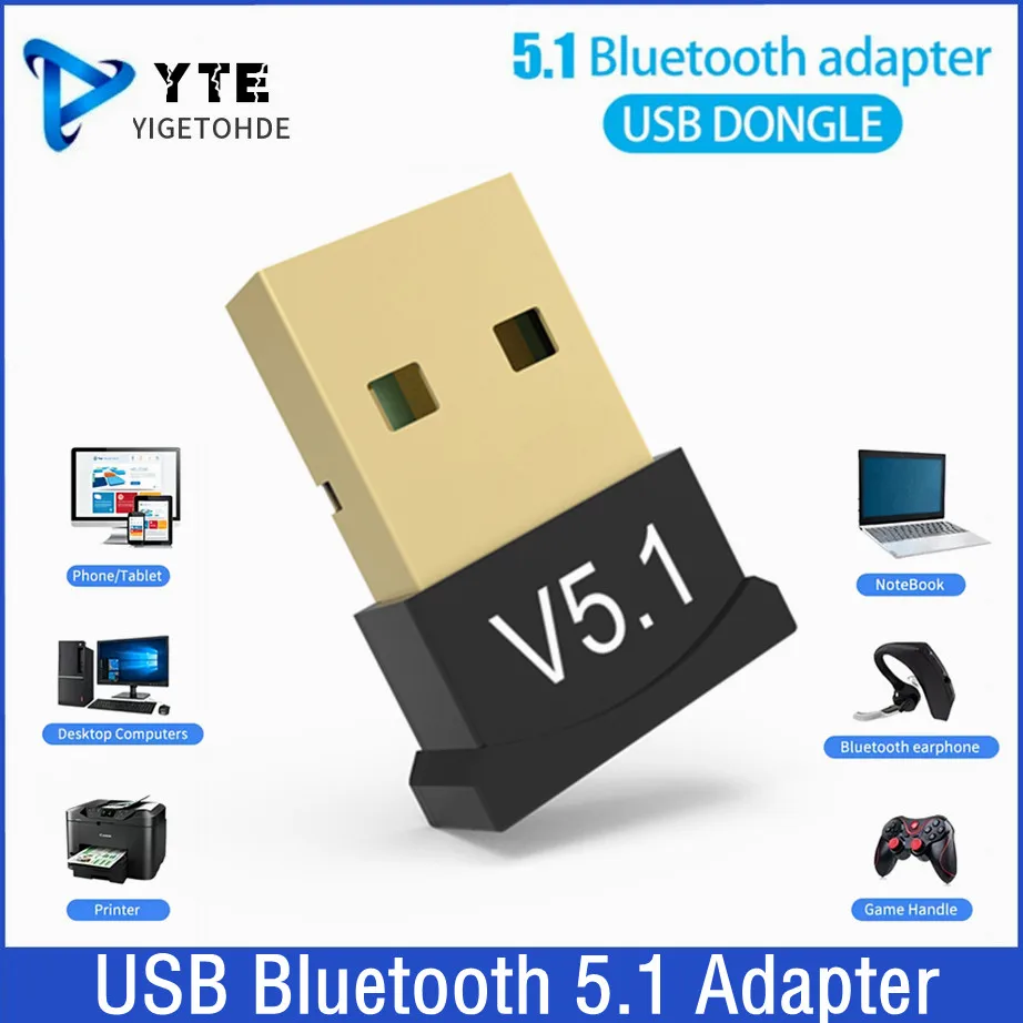 Bluetooth Adapter YIGETOHDE V5.1 Wireless USB Bluetooth 5.1 Transmitter Music Receiver For PC Laptop