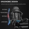 Gaming Chair, Computer Chair with Footrest and Lumbar Support, Height Adjustable Game Chair with 360°-Swivel Seat and Headrest 4