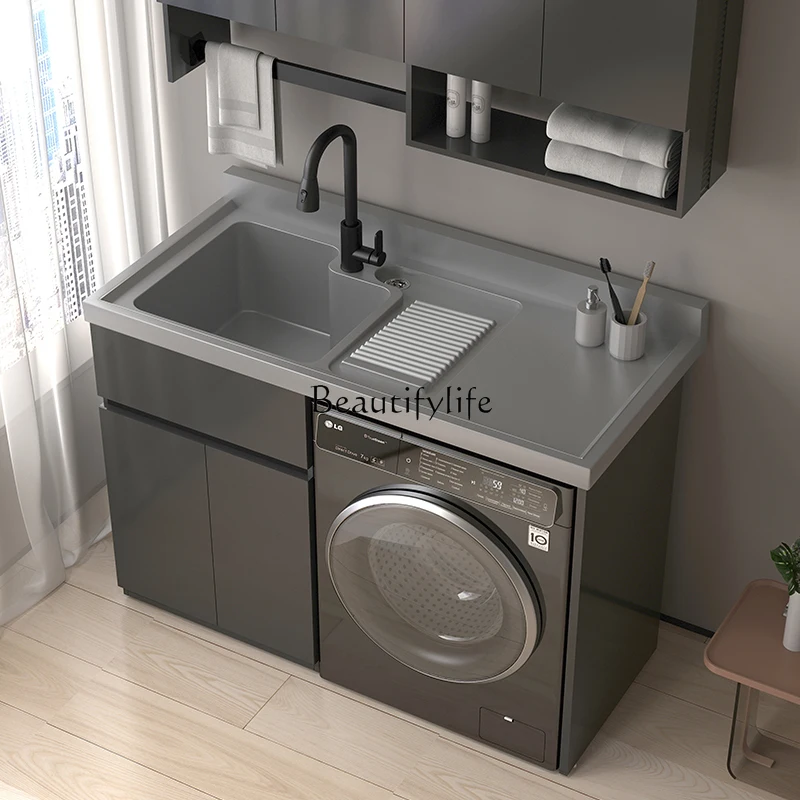 

Balcony Honeycomb Aluminum Board Wash Wardrobe Combination Washing Machine All-in-One Cabinet Partner Custom Corner Cutting