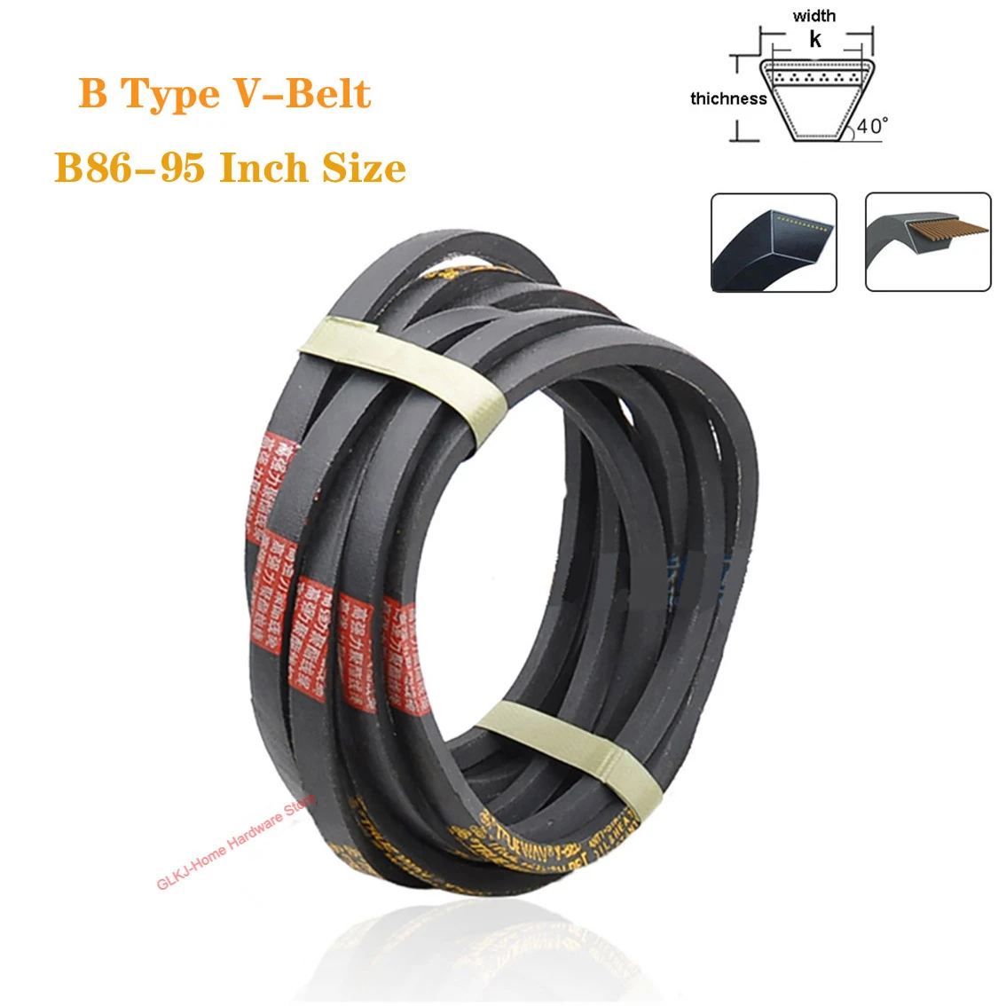 Description Picture 2 of item1Pcs B86/87/88-95 Inch Size B Type V-Belt Black Rubber Triangle Belt Industrial Agricultural Mechanical Transmission Belt