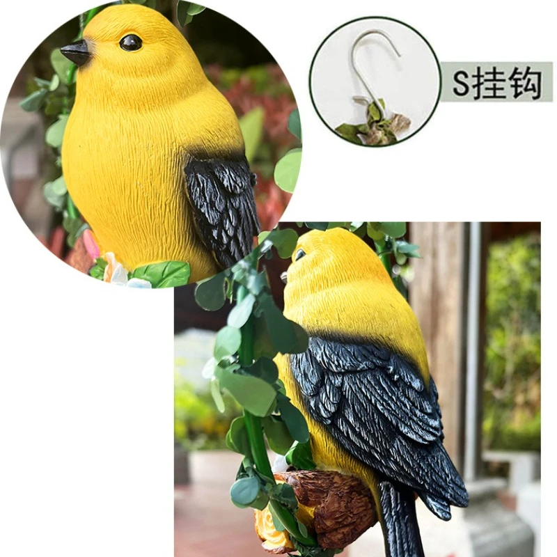 Resin Bird Hanging Decor for Garden Courtyard Home