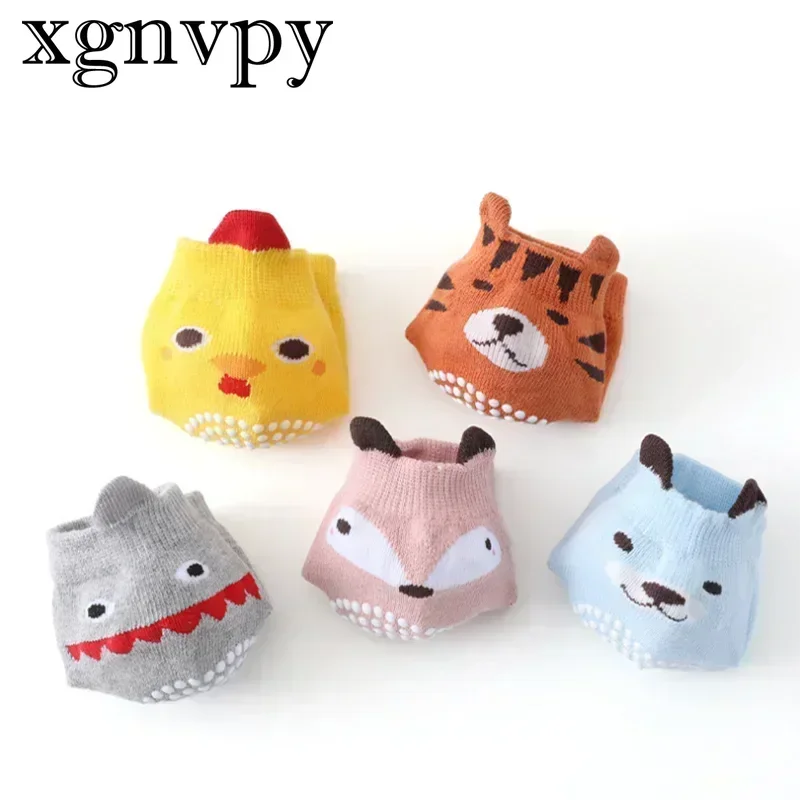 Xgnvpy Children's knee protector spring and summer baby wool socks point anti-slip and anti-fall crawling protective gear 1