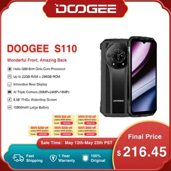 DOOGEE-S110 Telefone robusto, estreia mundial, 6,58 "FHD Waterdrop Screen, Helio G99 Octa Core, carregamento rápido 66W, bateria 10800mAh