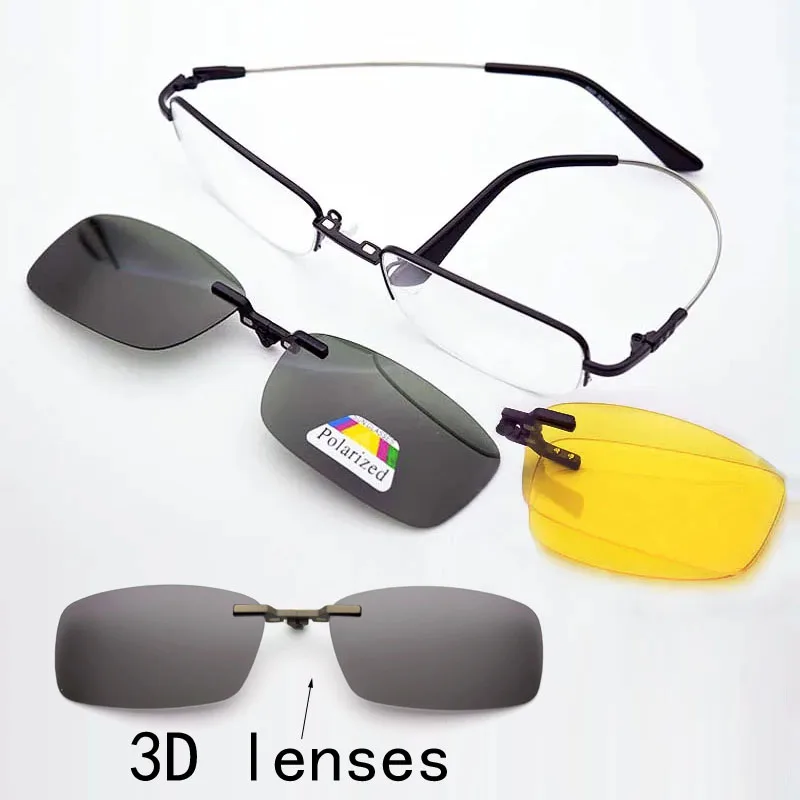 Memory Glasses Frame Fold Magnet Clip Myopia Silver 3D Clip on