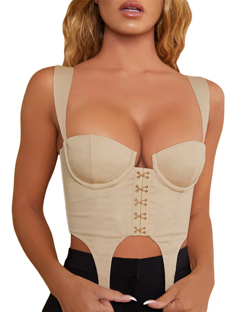 

Модные женские короткие майки с открытой спиной без рукавов с металлической пряжкой однотонный тонкий жилет на лямках Лето 2023 Новинка M799