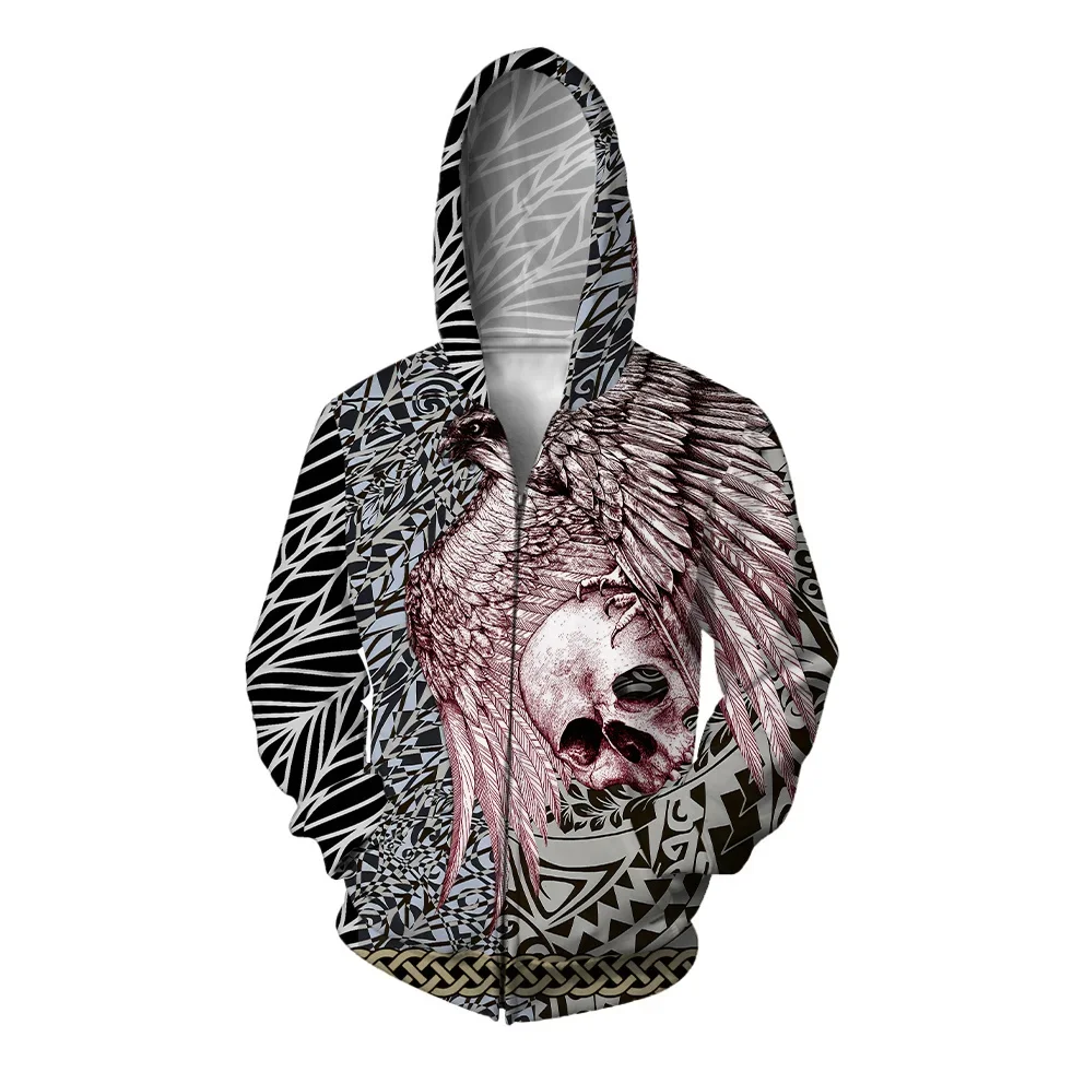 thumbnail image 1 of Sudadera con capucha y estampado de monstruo, sudaderas de tendencia de gran tamaño con cremallera para hombres, sudadera con capucha cómoda y elegante con cremallera, 1 of 5