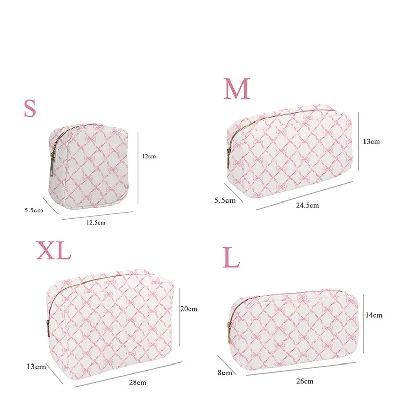 Bow Printed Series Waterproof Nylon Makeup Cosmetic Bag School Backpack Women Travel duffle Bag Large Capacity Fashion Tote Bag 4